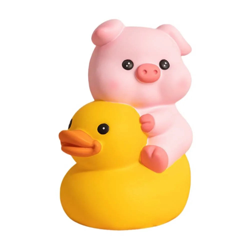 Decorative Vinyl Pig Vinyl Piggy Bank Animal Pig Duck Riding Pig Money Jar Good Luck Fall Protection Coin Saving Box Home