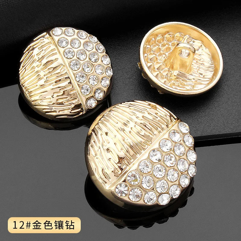 Vintage Gold Black Round Metal Shank Buttons for Diy Craft Handmade Clothing Coat Suit Sweater Scrapbooking Sewing Supplies