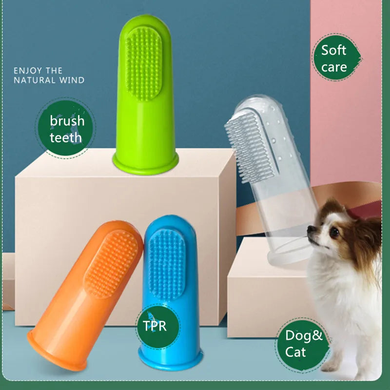 Pet Silicone Finger Cots Toothbrush Cats Dogs Brushing Dog Pet