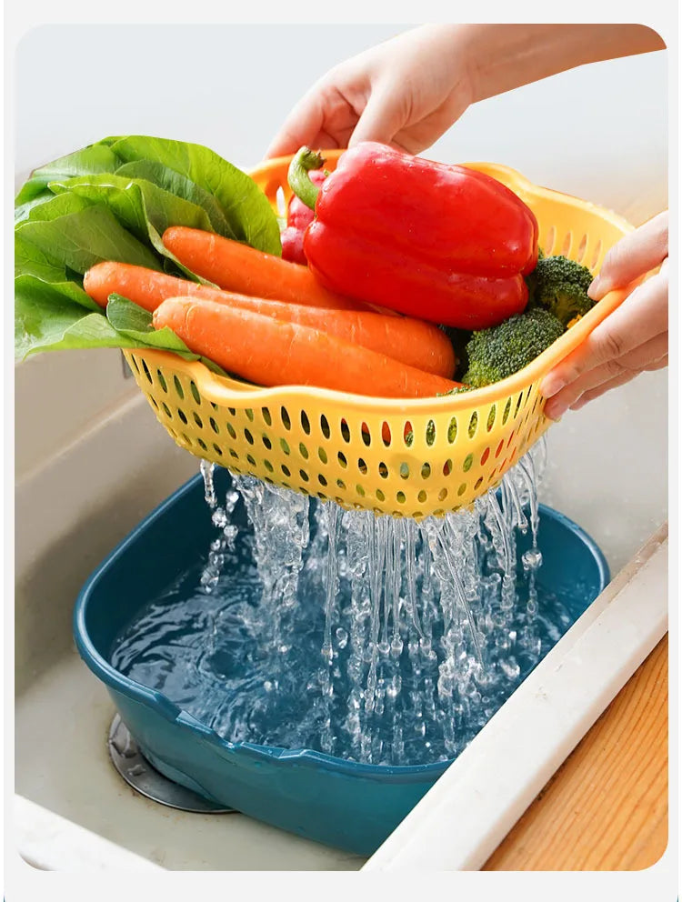 8PCS Kitchen Sink Vegetable Drainer Fruit Basket for Multifunctional Stackable Fruit Washing Basin Vegetable Drain Basket Basin