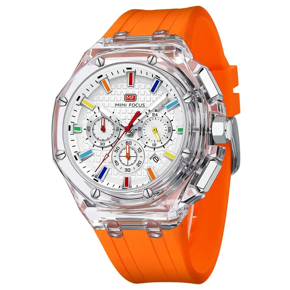 MINI Focus Men's Ultra-light Octagonal Quartz Watch Transparent
