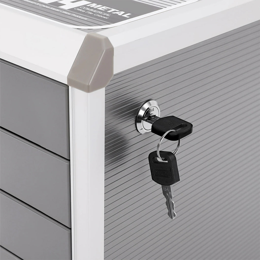 4 Layers Locking Drawer Cabinet Desk Organizer, Home Office Desktop File Storage Box,  Locking Storage Cabinet, Aluminum Alloy