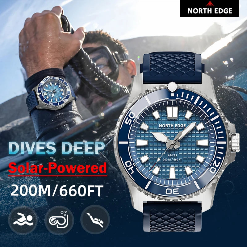 North EDGE Abyss Men Solar Powered Diving Quartz Luxury