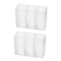 2Pcs Mini Storage Boxes 3-Grid Plastic Makeup Brush Lipstick Storage Multi-Functional Desk Organizer for Home Kitchen Bathroom