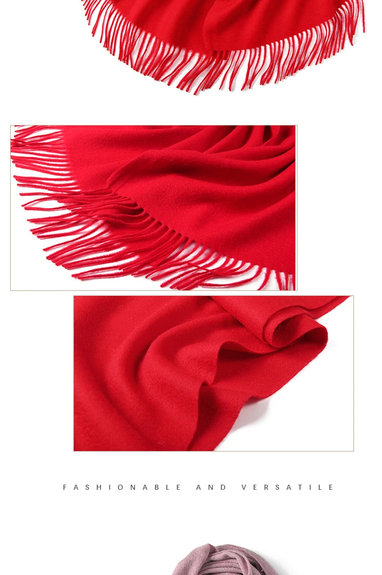 LONGMING 100% Merino Wool Knitted Shawl New Women Autumn Fashion Classic Plaid Solid Scarf Winter Warm Knottable Muffler for Man