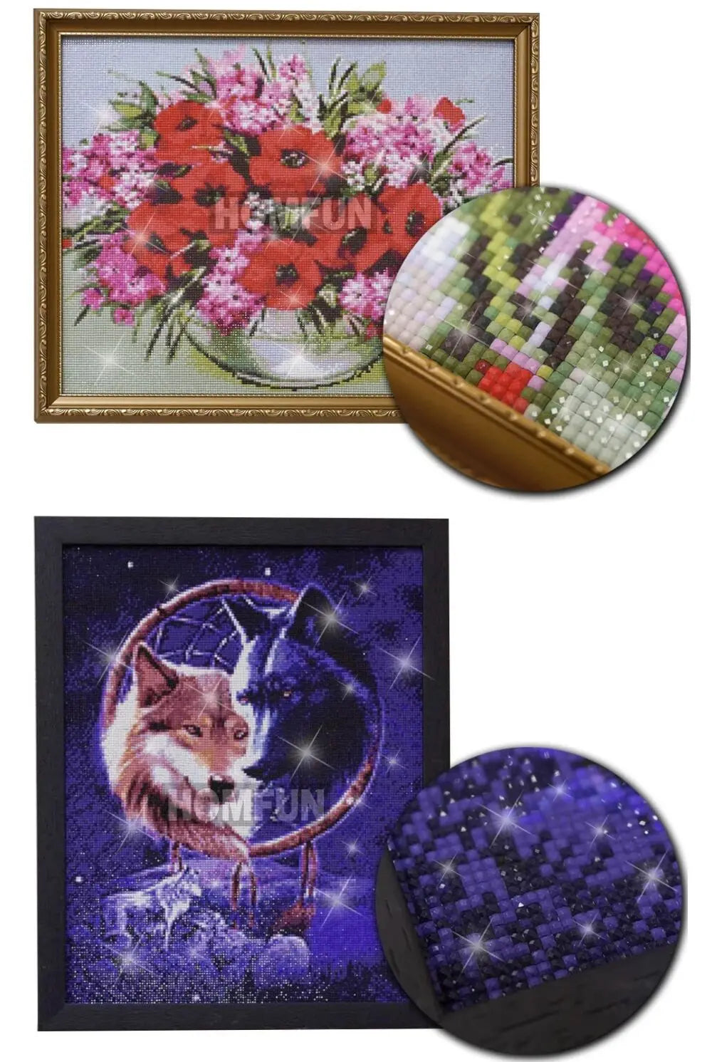 HOMFUN Fairy Dust 5D DIY Diamond Painting "Scenery Beauty House" Full Drill Resin Diamond Embroidery Cross Stitch Home Decor