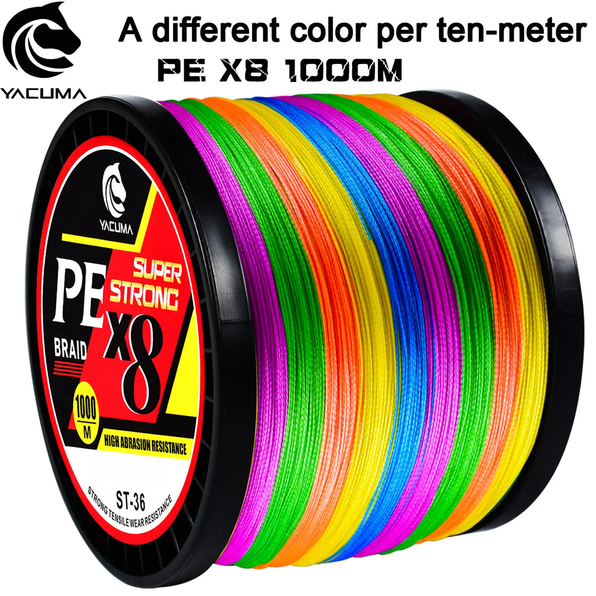 YACUMA X8 1000M Multicolor Braided Fishing Line 20LB-118LB Wear