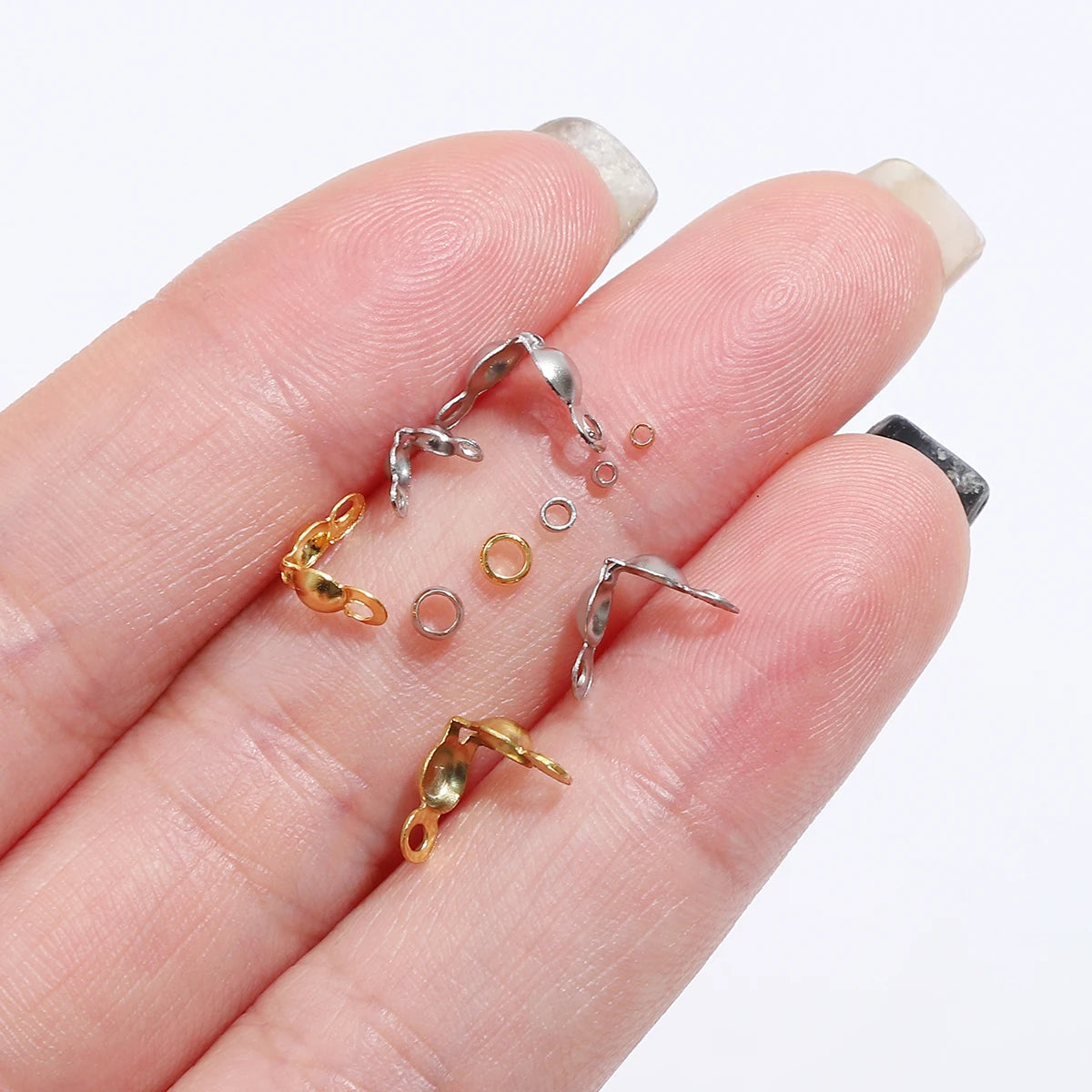 Lot Stainless Steel Gold Plated Connector Clasp Crimp End