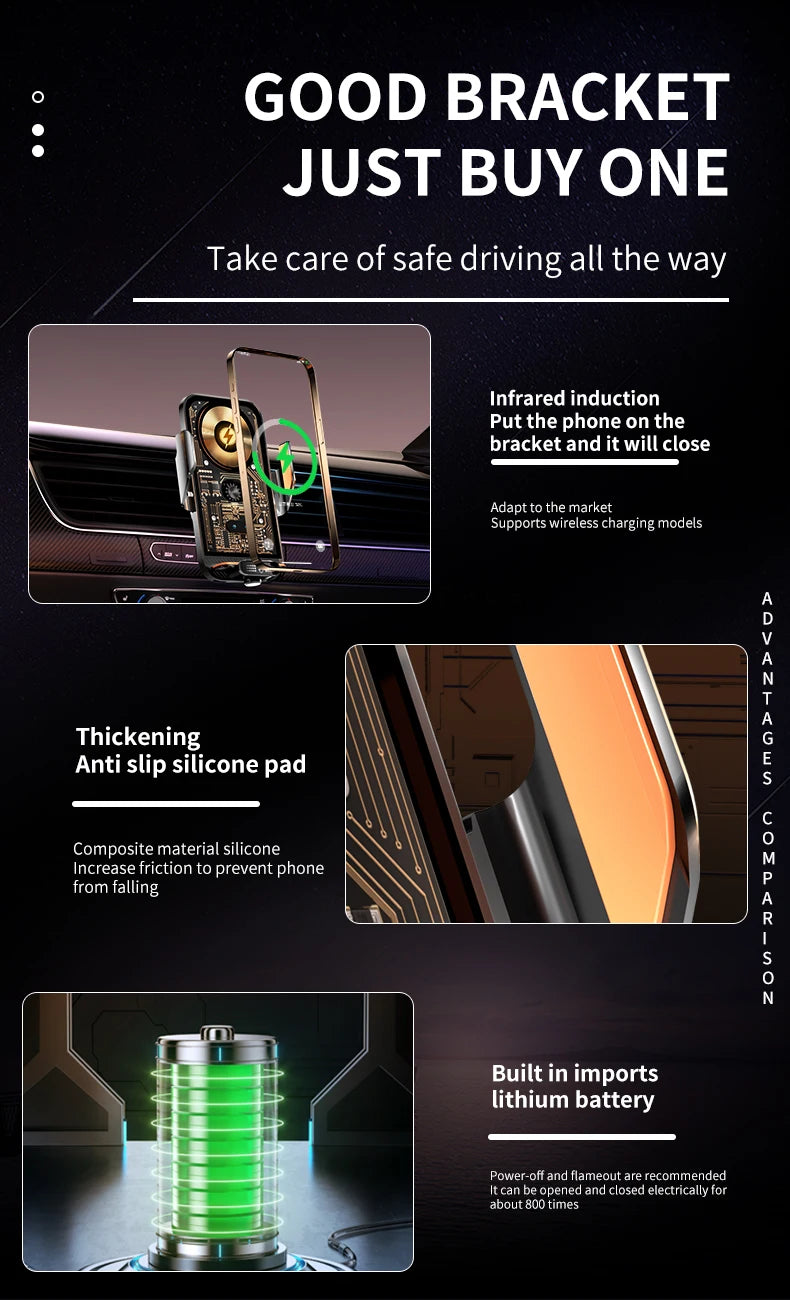 For AUDI Q3 2019 2020 2021 2022 -2024 Car Phone Mount Wireless Charger Special Mobile Phone Holder Fixed Stand Base Accessories