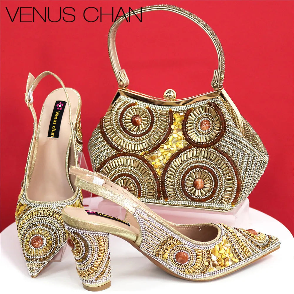 Spot Goods Elegant Streamlined Pointed Toe Women's Shoes Matching