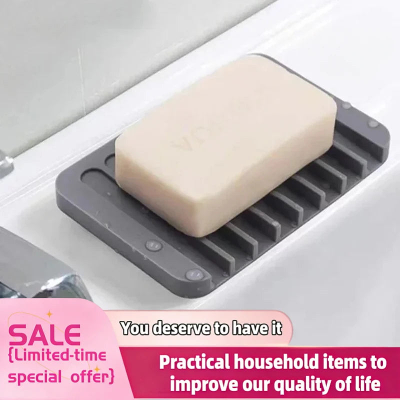 Silicone Self Draining Soap Dish Holder 1Pcs for Shower