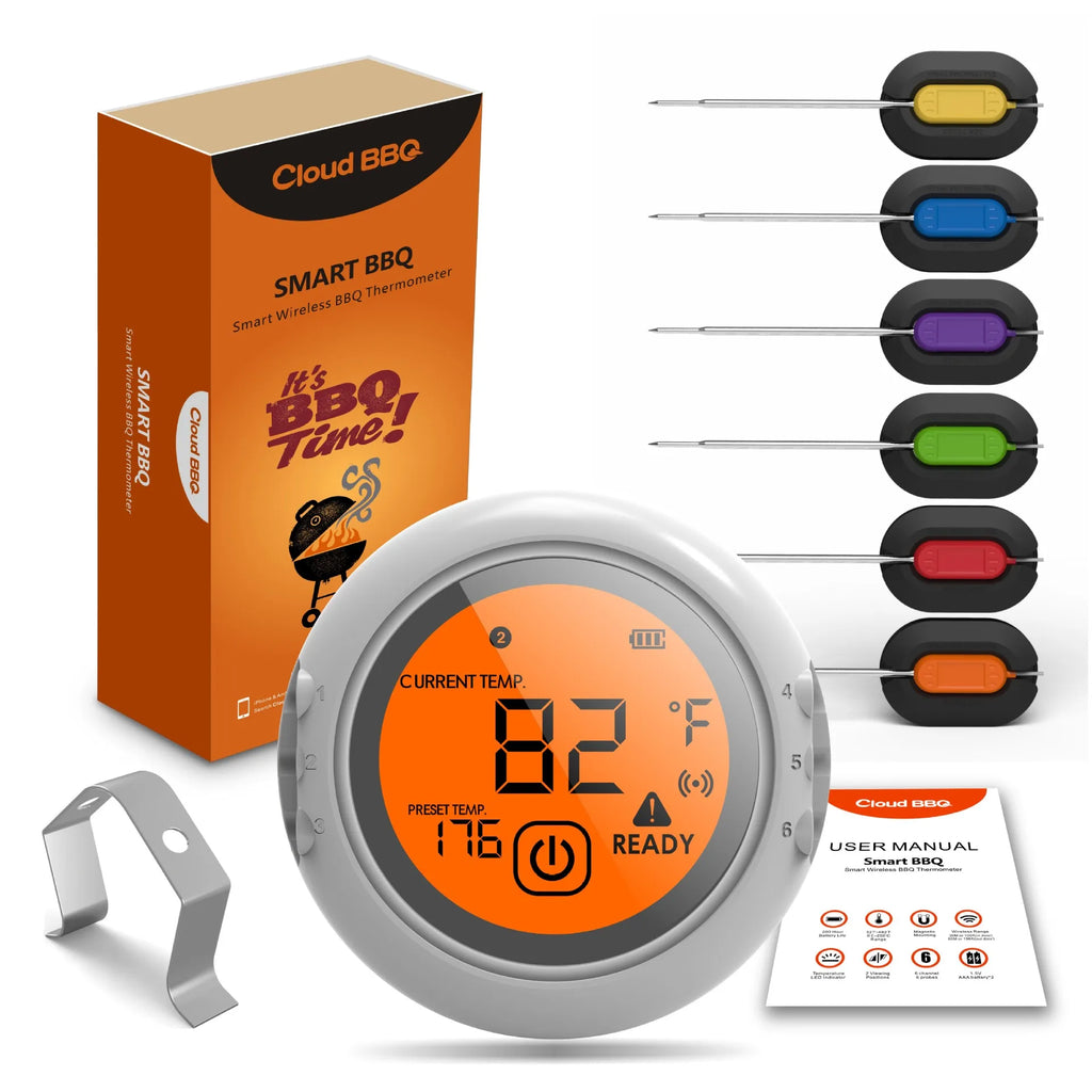 Wireless Bluetooth BBQ Thermometer For Meat Grill Barbecue Food Cooking Smoker Digital Thermometer Remote Range 100M  6 Probes