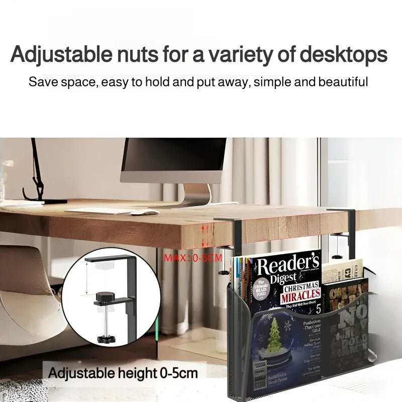 Simple Clip-On Desk Organizer - Magazine & Book Hanging Shelf | Quick and Hassle-Free Setup | Upgrade Your Study Space