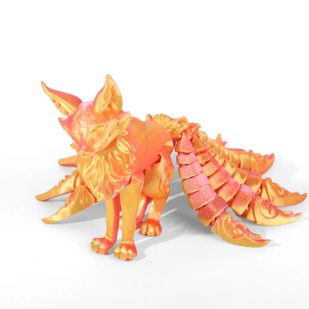 PLA 3D Printed Fox Model Multi-jointed Movable Fine-tailed Fox Doll Multicolor Articulated Animal Figurine Desktop Decoration