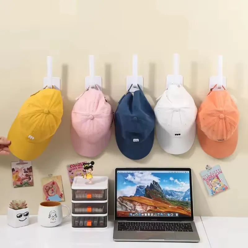 Hat Rack for Baseball Caps Adhesive Hat Hooks for Wall Cap Hanger Storage Cap Organizer No Drilling Hat Holder for Door Closet
