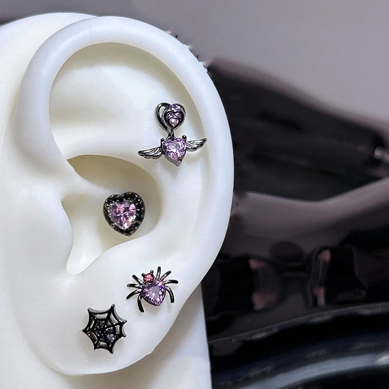 Y2K Hottie Black Series Zircon Crystal Ear Bone Nail 316L Medical