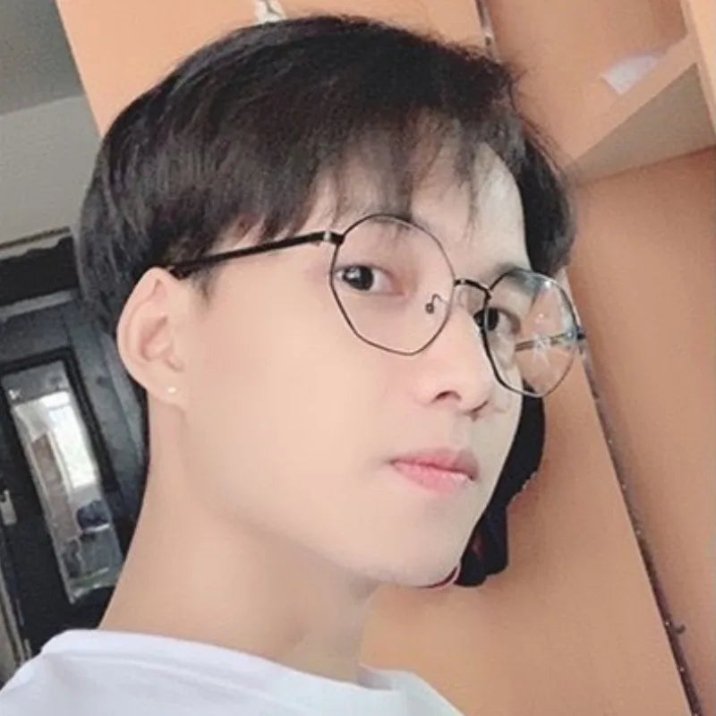Fashion Ultra-Light Polygon Frame Anti-blue Light Glasses Unisex Reading Eyewear UV400 Shades Flat Mirror Eyeglasses