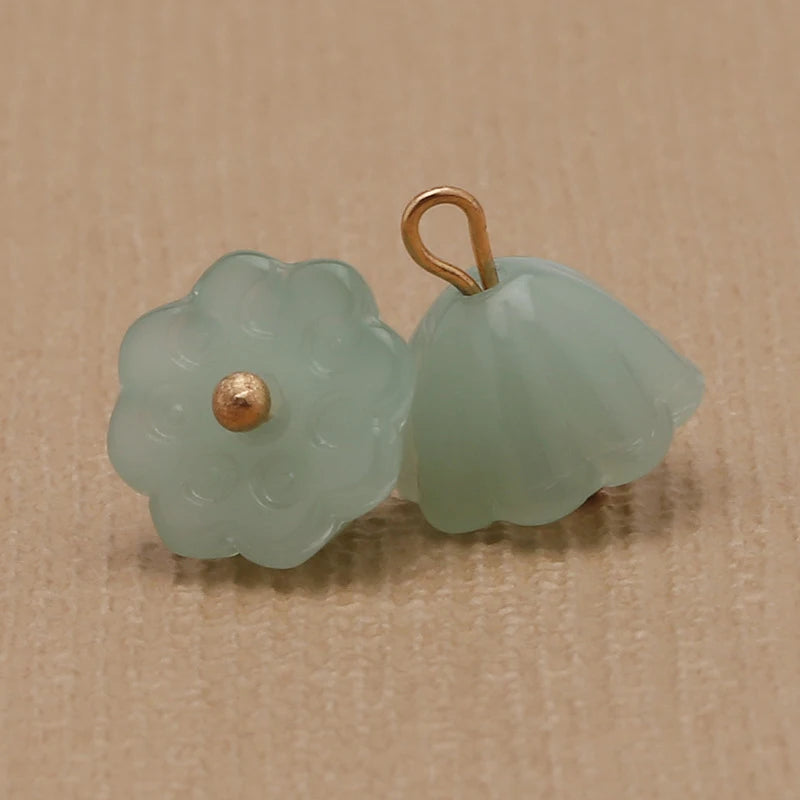 Glass Imitation Jade Mushroom Buttons Exquisite Retro Shirt Button Buckles for Cheongsam Cardigan Decor Sewing Scrapbooking