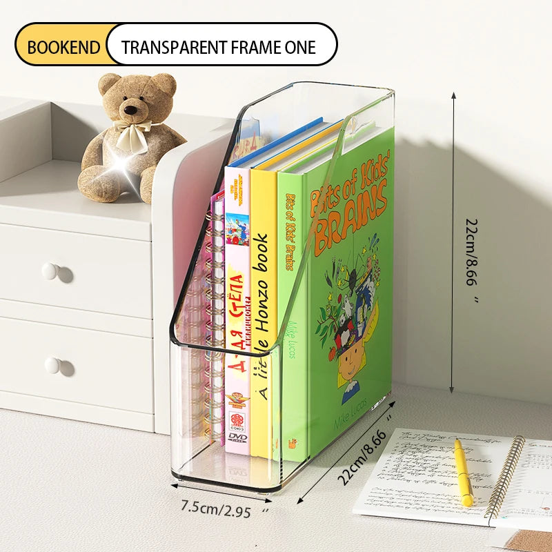 Vertical File Holder, Clear PET Desk Organizer and Storage Bins Holding for Magazines, Binders, Notebooks, Envelopes, Multi-purp