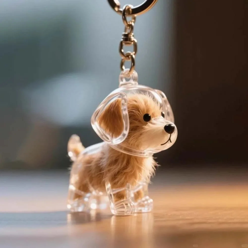 Dog Shape Dog Hair Storage Box Transparent Hair Grooming Pet Hair Keychain DIY Handmade Acrylic Puppy Pendants Backpack