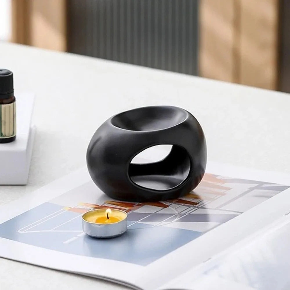 Ceramic Essential Oil Burner Minimalist Modern Aromatherapy Burner Decorative Candle Heating Holder Bedroom