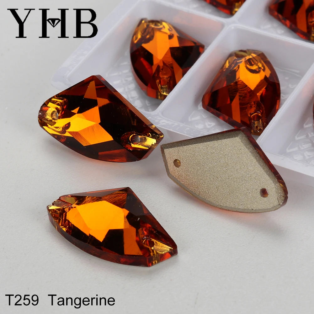 YHB Top Quality Galactic Axe Glass Crystal AB Moonlight Sewing Stones Flatback Sew on Rhinestones For Garment Clothes Bags