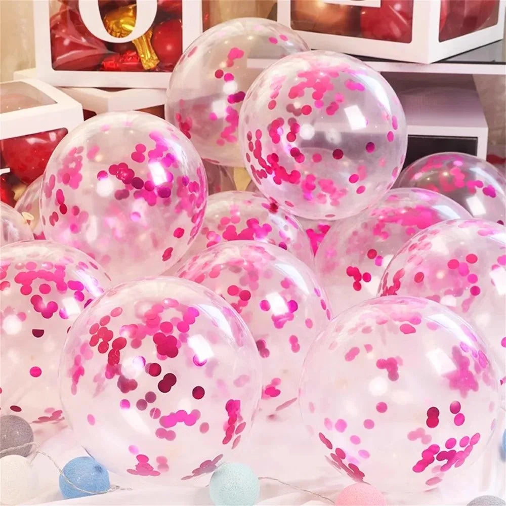 Macaron Pink Purple Metallic Confetti Balloons Set - Wedding