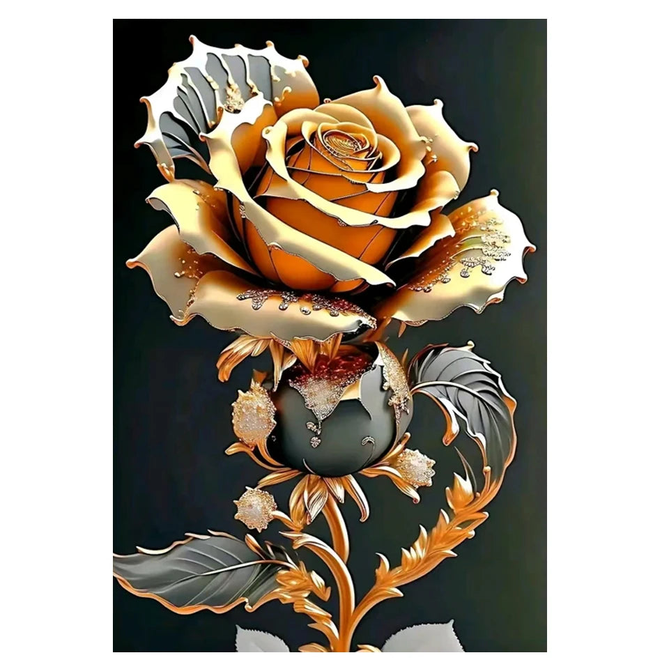 Fairy Dust AB Diy 5D Diamond Painting New Arrival 2024 Gold color Roses Full Mosaic Cross stitch Embroidery Flowers Home Decor