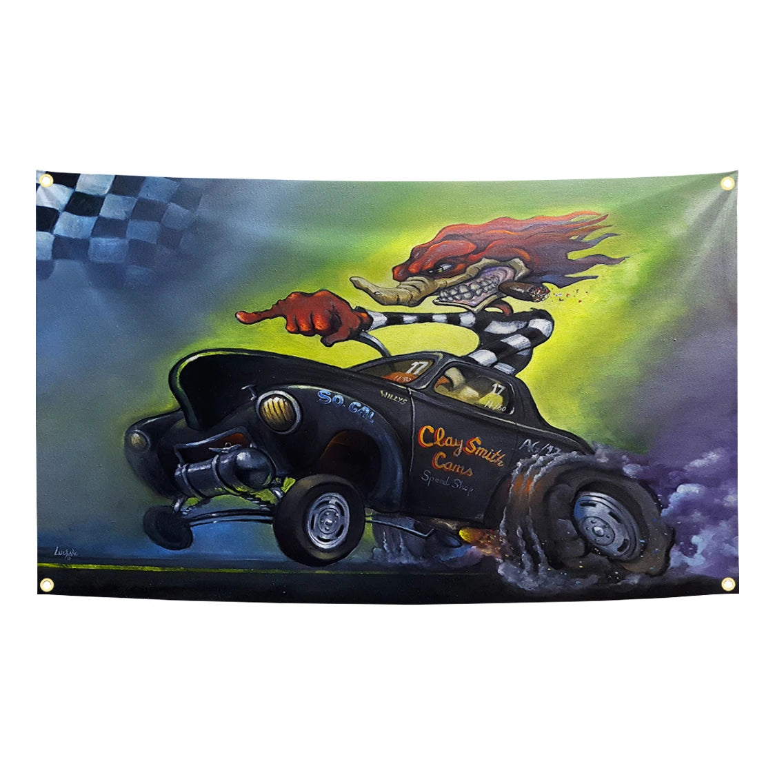 90x150cm Mr.Horsepower Clay Smith Cams Flag Tapestry Polyester Digital Printing Banner for Garage Wall Art Out Door Decoration