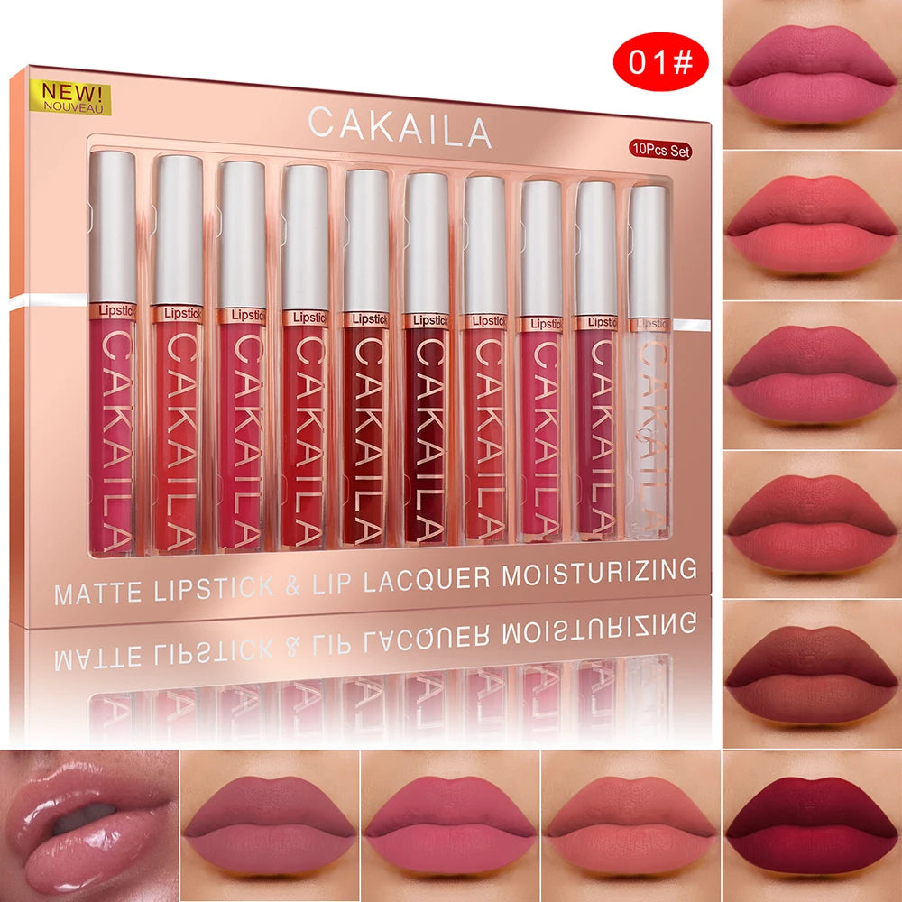Matte Lipstick Lip Gloss Sets Long-Lasting Non-Fading Waterproof Non-stick