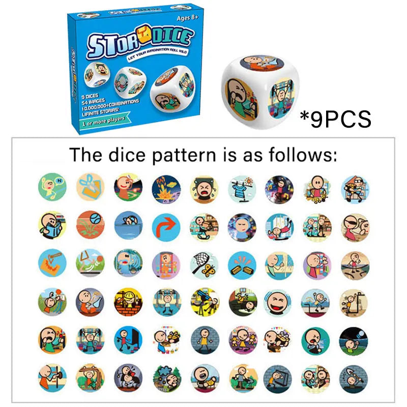 Montessori Story Dice Educational Toys DIY Imagination Storytelling Interactive Board Game Logical Thinking Toys For Children