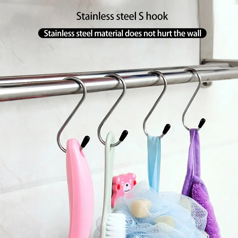 S Shaped Hooks Multifunctional Stainless Steel Hanging Hook Hanger For Kitchen Bar Bathroom Bedroom Storage Tool