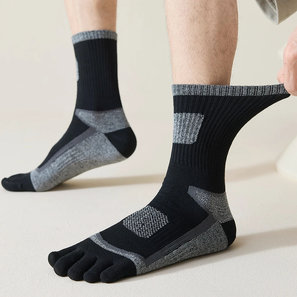 3 Pairs Fleece Toe Socks Men Autumn Winter Warm Five Finger Socks Man High Quality Cotton Sports Crew Socks Running