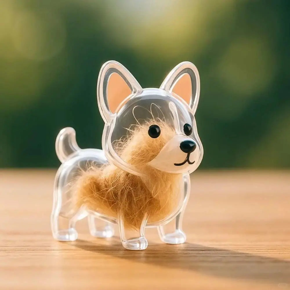 Dog Shape Dog Hair Storage Box Transparent Hair Grooming Pet Hair Keychain DIY Handmade Acrylic Puppy Pendants Backpack