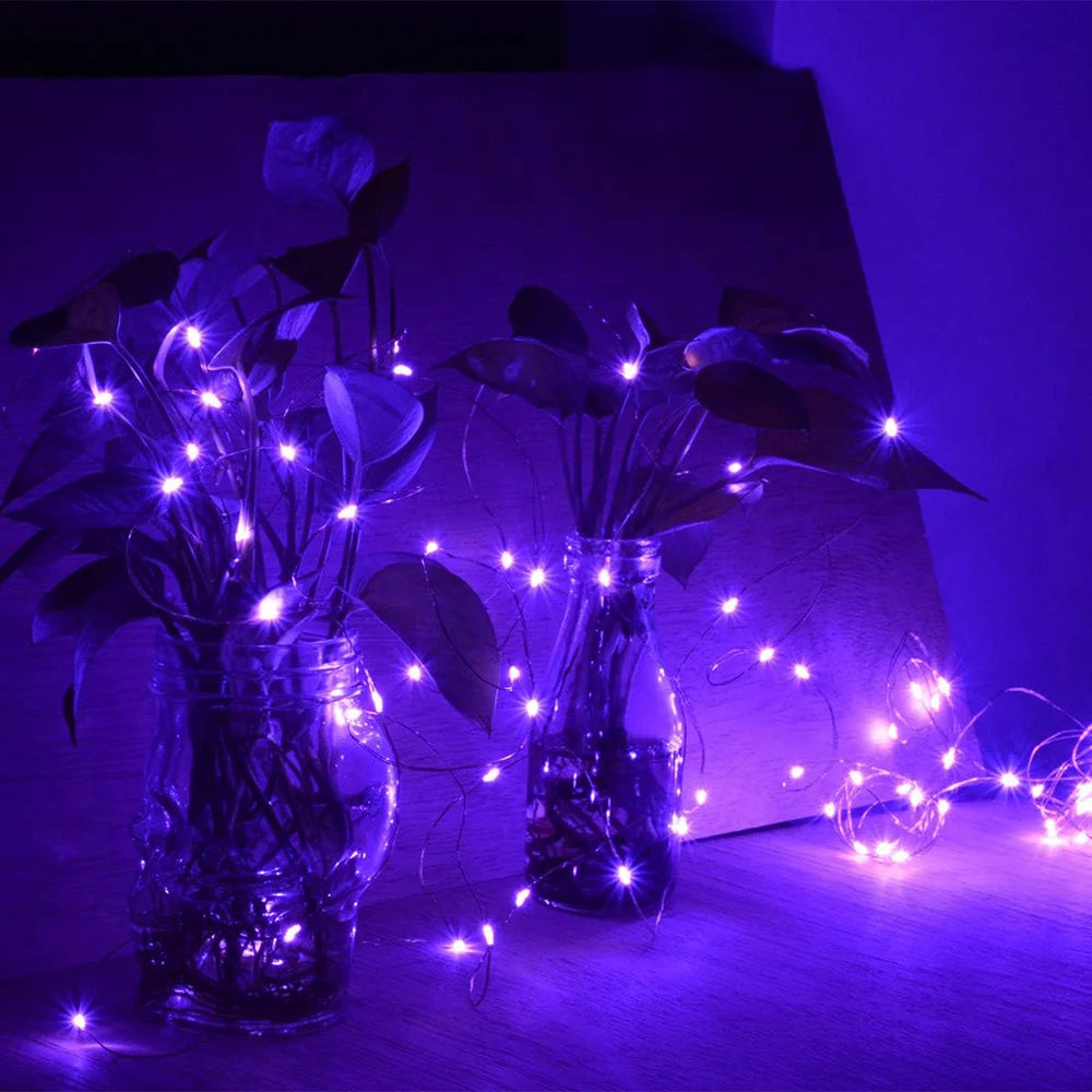30/50/100LED Copper Wire String Lights Battery Powered Halloween Purple