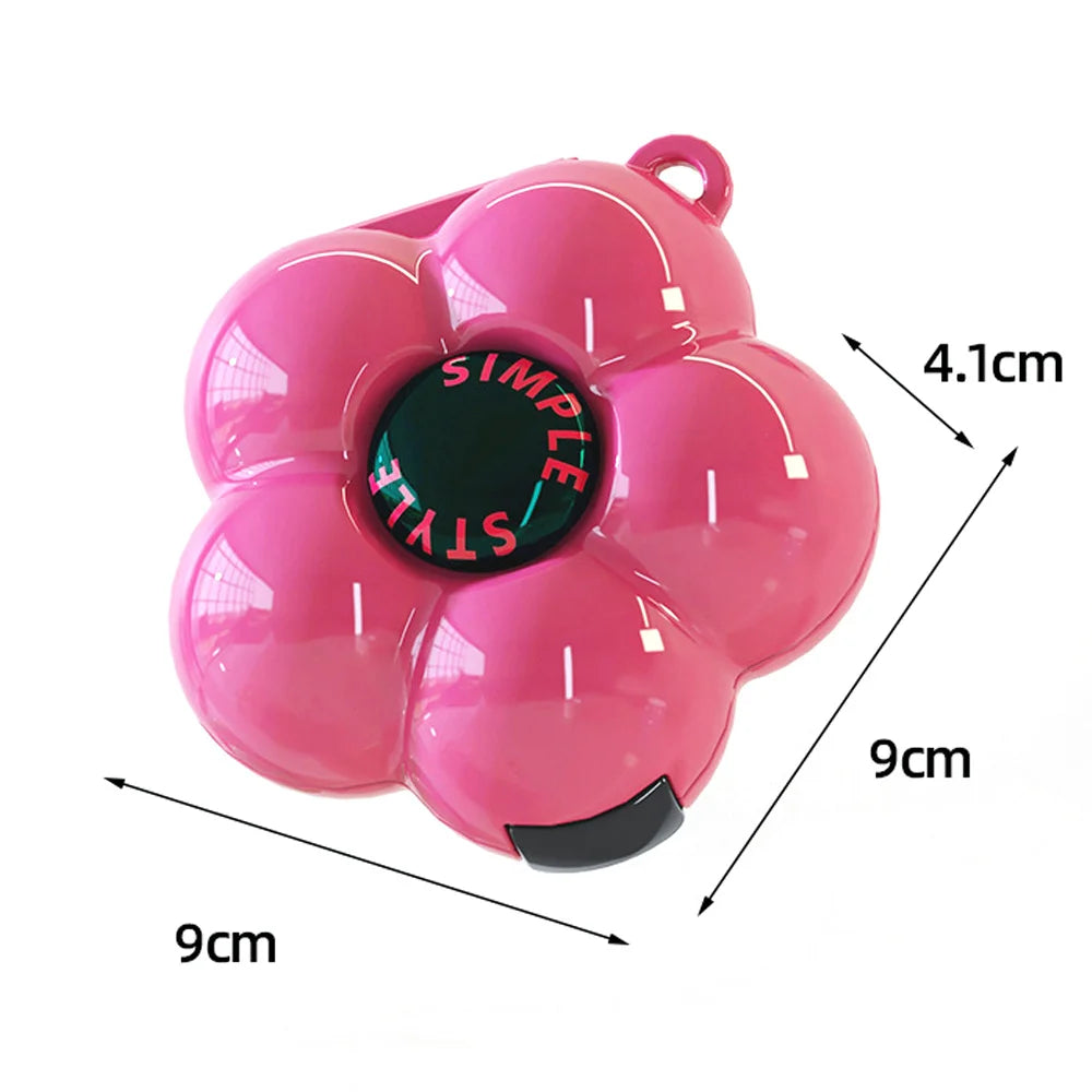 Cute Flowers Storage Box Pendant Dopamine with Dividers Jewelry Case Waterproof Plastic Medicine Box Travel