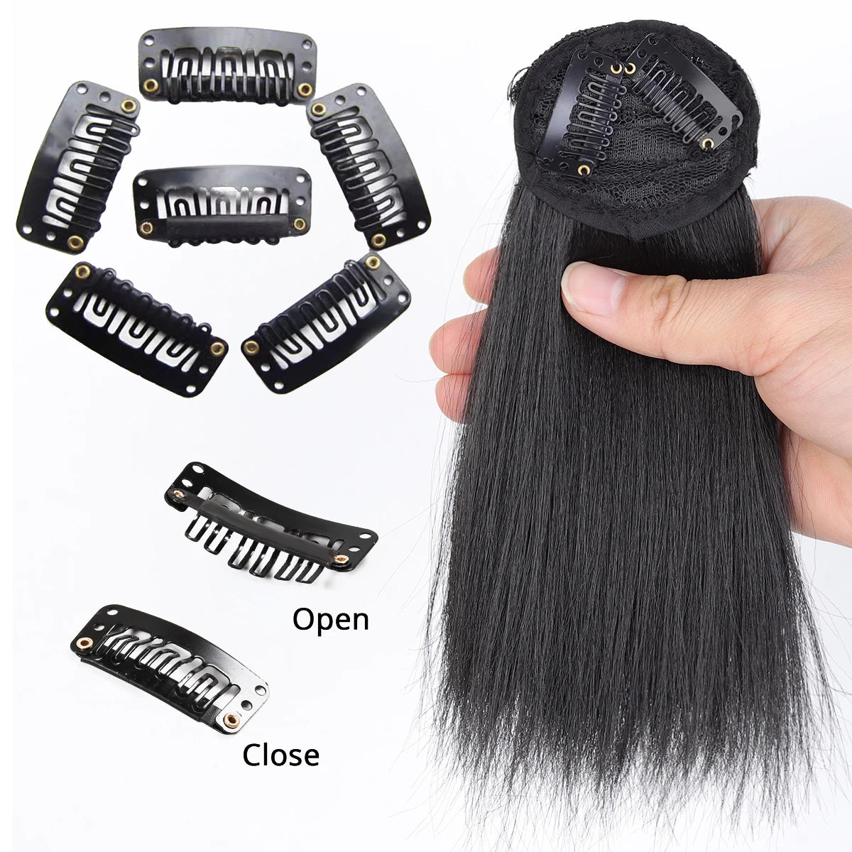 Straight hair synthetic hair pad clip to extend women's