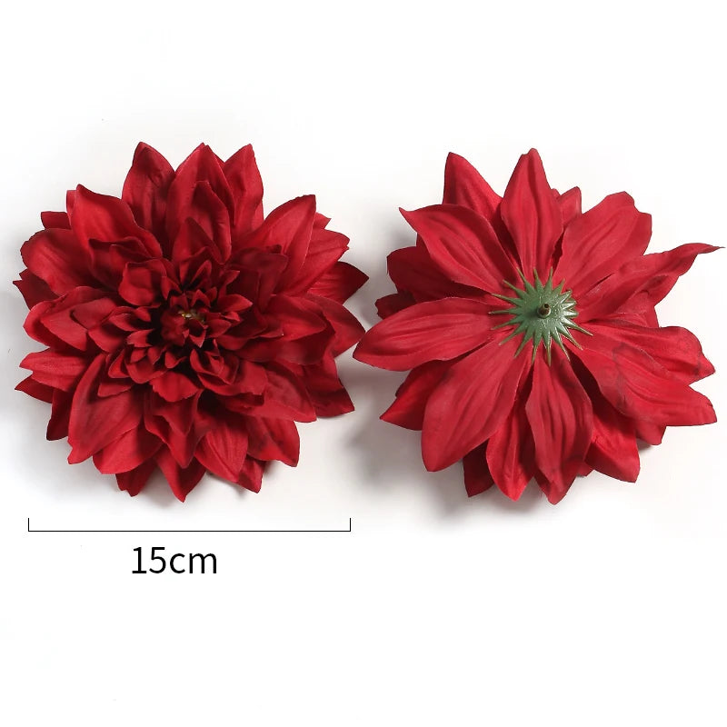 3/7pcs Bulk 15cm Artificial Dahlia Flowers Chrysanthemum Handmade DIY Home Decor Flowers Head Bride Flowers Bouquet Accessories