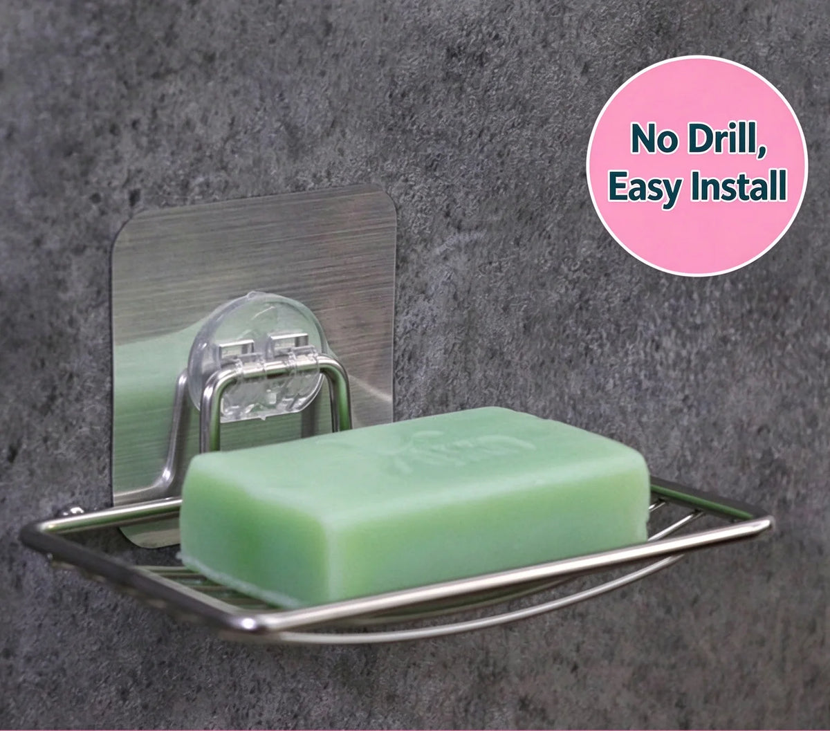 1pc Stainless Steel Soap Holder Wall Mount Drainage Soap