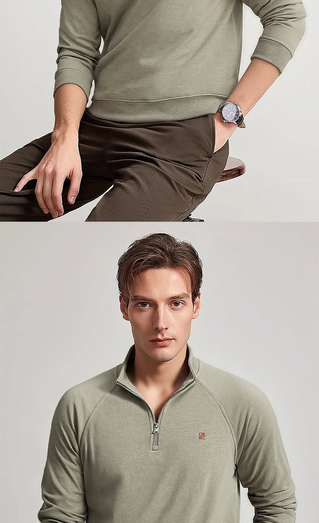 CHCH Men's Sweatshirt Autumn Fashion Long Sleeved Men's Sweatshirt Casual Half Zipper Design Classic Versatile Men's Pullover