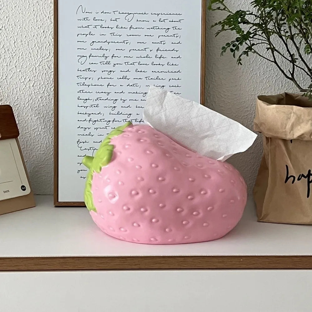 Creative Cute Strawberry Tissue Box Universal Napkins Box Plastics Paper Towel Case Bedside Table Large Capacity