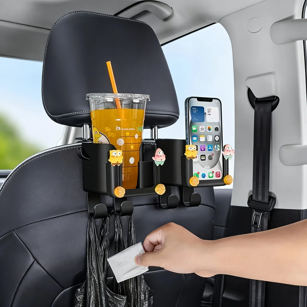 Car Seat Backrest Storage Rack with Cup Holder