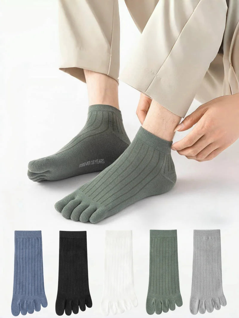 1/3/5 Pairs Mens Five Finger Socks Breathable Ankle Short Socks Thin Cotton Toe Socks with Separate Fingers Fashion Sports Socks