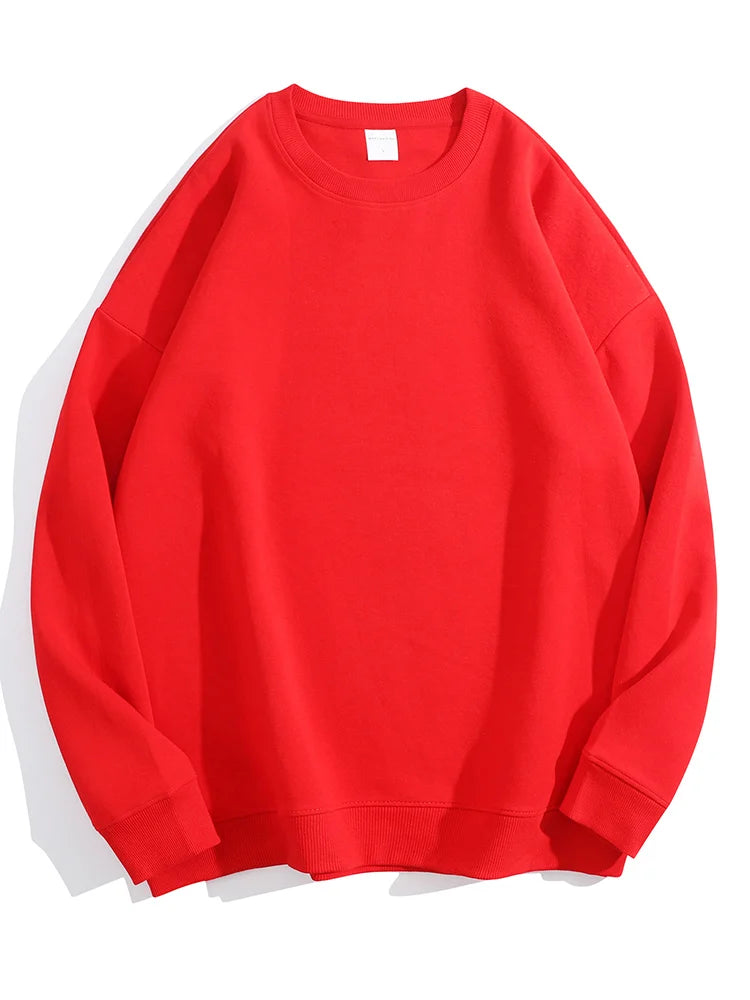 Autumn Oversized Sweatshirts Women Cotton Loose Pullovers Red O Neck Warm Sweatshirt For Women Oversize Winter Clothes Fleece