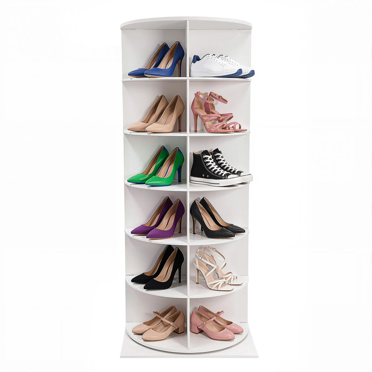 360° Rotating Shoe Rack 6-Tier 24 Pairs, Large Capacity Corner Floor Standing Shoe Organizer for Entryway Living Room