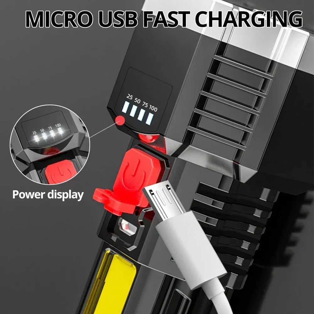 High Power Rechargeable Led Flashlights 7LED Camping Torch With