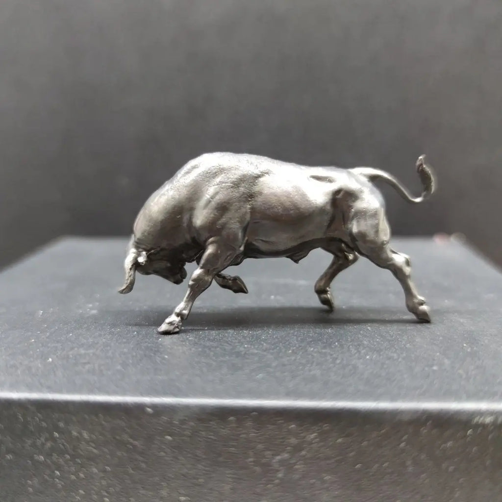 MINI Solid Pure Copper Ornament Bullish Lucky Cow 6cm Bull Wall Street Mascot Home Decor Desktop Crafts Sculpture Decoration