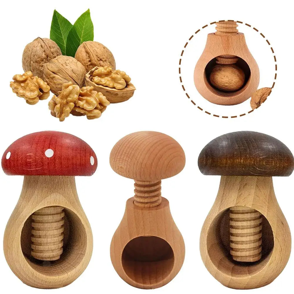 Mushroom Shaped Nut Cracker Wooden Walnut Opener Walnut & Hard Shell Nut Opener Tool For Kitchen