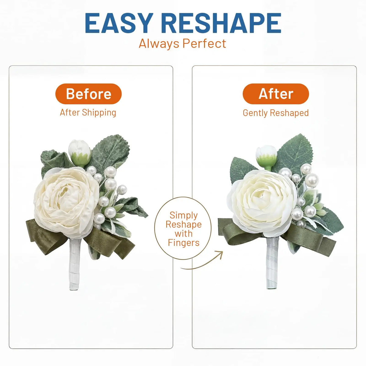 White Peony Boutonniere Set for Men