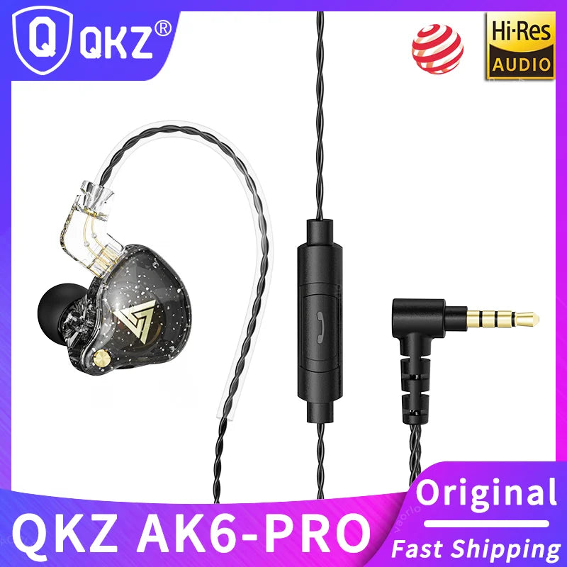 Original QKZ AK6 PRO Wired Earphone HIFI Stereo Headset